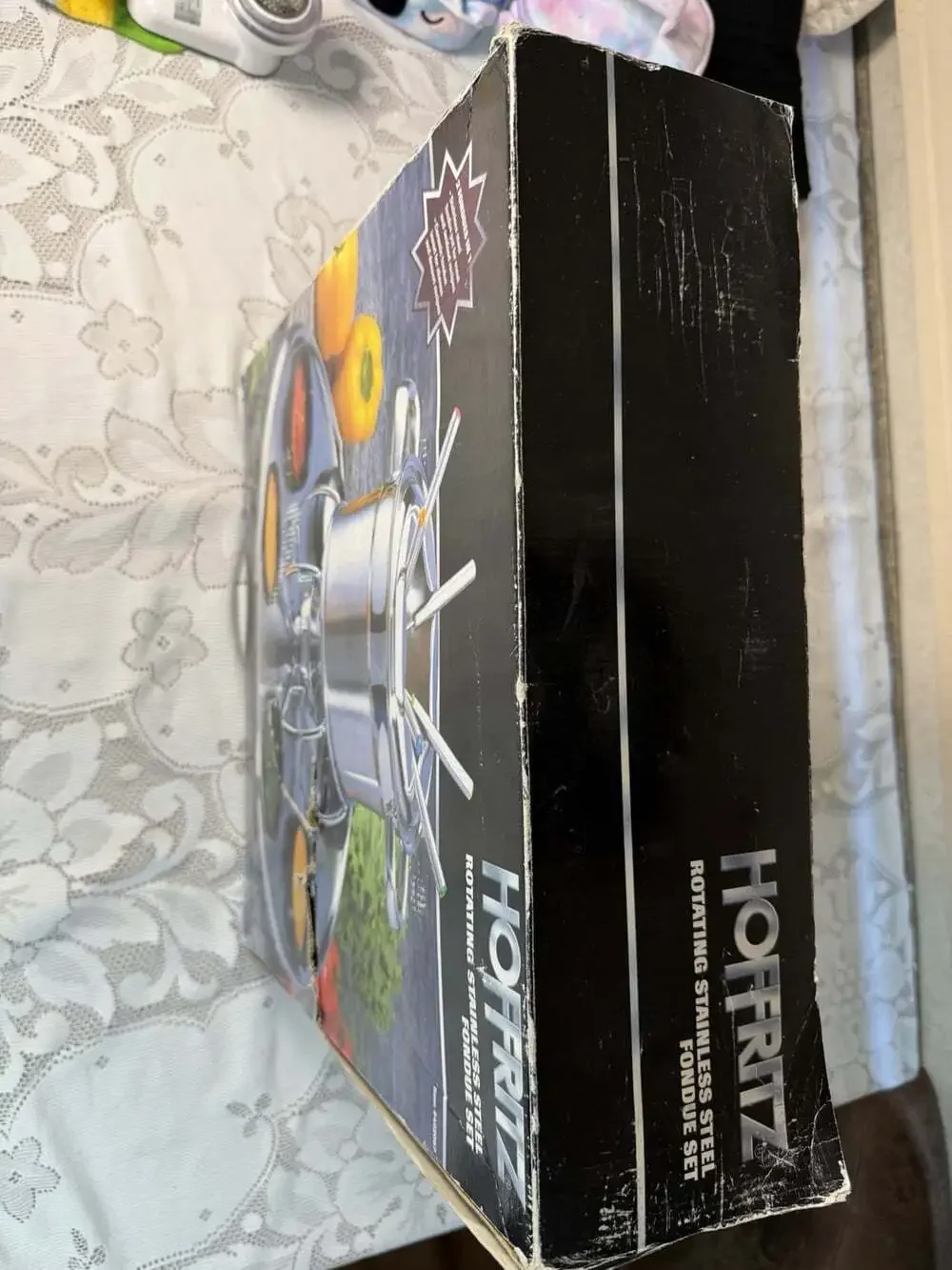 NIB Rotating Hoffritz Deluxe 18/10 Stainless Steel Fondue Set w/6 Forks  #402067